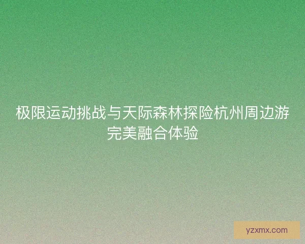 极限运动挑战与天际森林探险杭州周边游完美融合体验